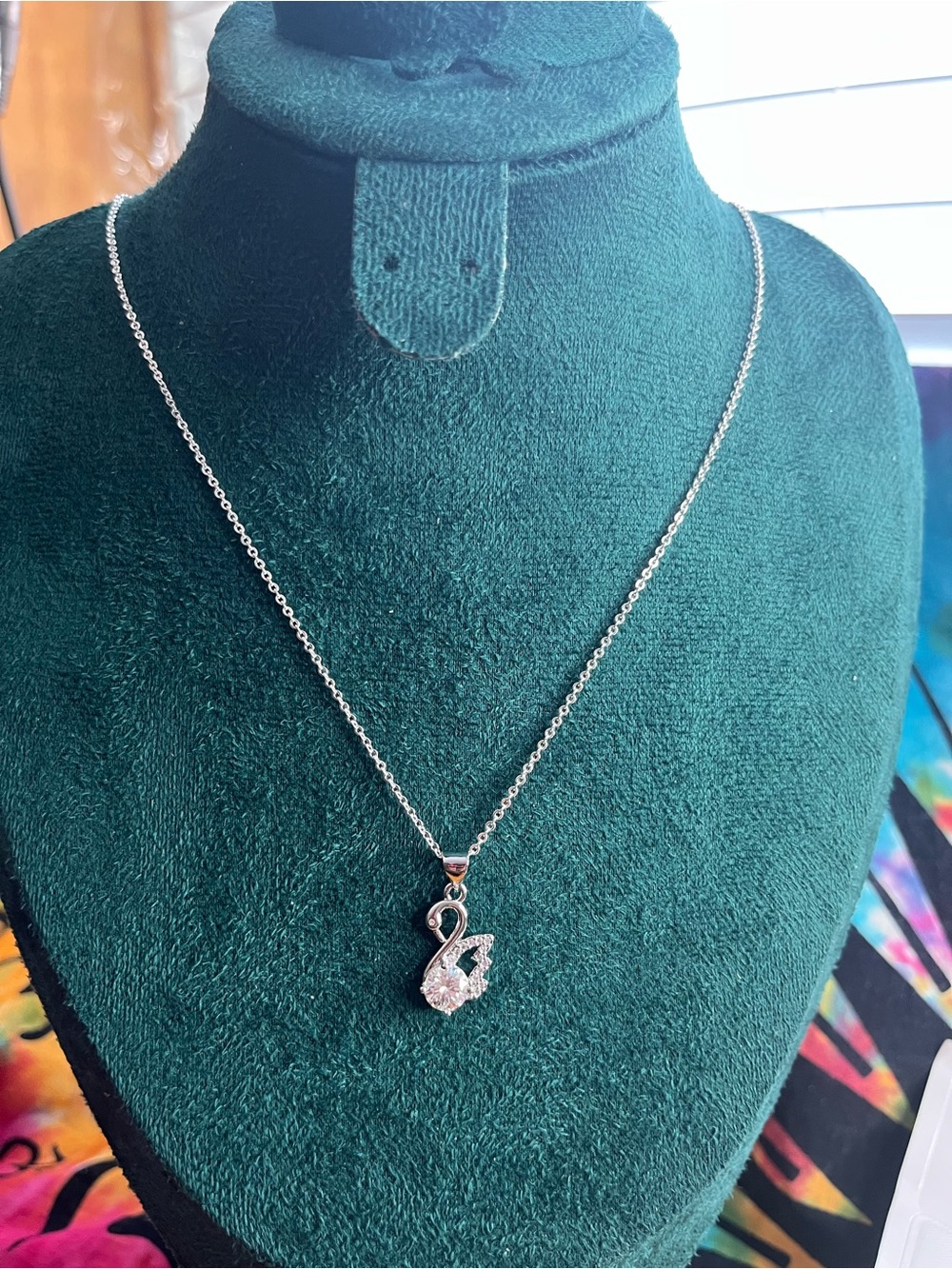 1ct Moissanite Swan Pendant 925 Necklace